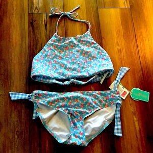 Adorable reversible top girls bathing suit